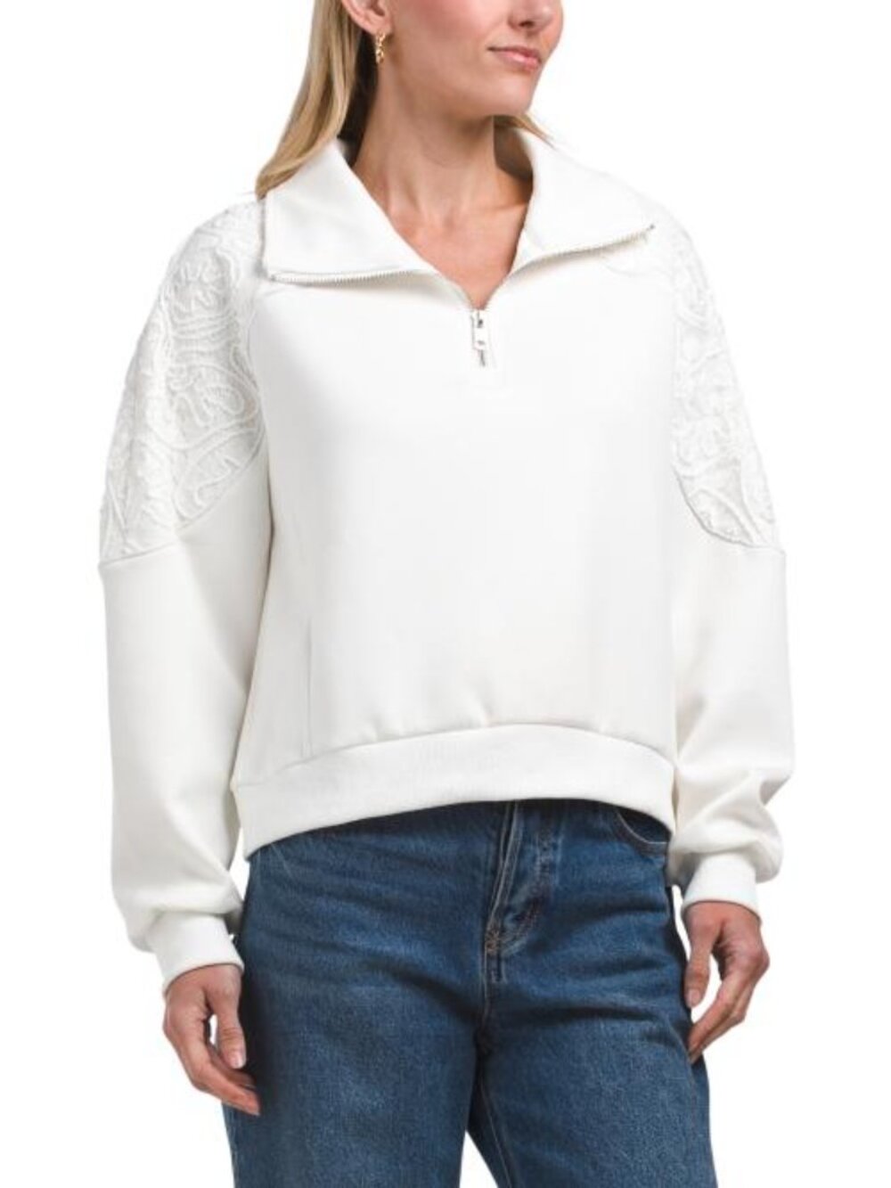 NANCY YANG Quarter Zip Jacket With Shoulder Detailing - Picture 1 of 4